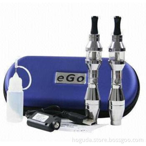 E-Cigarette Ee2 Double PCS Starter Kits in Stainless Steel, Color Working with 3.3 - 4.2V Packing EGO Zipper Case 650mAh/900mAh/1100mAh